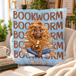 Personalised One More Chapter Reading Cartoon Character Cosy Cushion Cover with Name and Quote Home Decor Christmas Gift for Bookworms 3