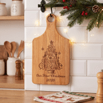 Personalized Christmas Tree Design Reversible Wooden Charcuterie Cutting Board with Handle and Text Housewarming Christmas Gift for Family Friends 3