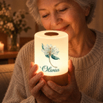 Personalized Birth Flower Dimmable Touch Control LED Night Light with Name Bedroom Decor Birthday Gift for Mother Friend 3