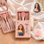 Personalized Birth Flower & Cute Cartoon Photo 5 Pcs Makeup Brush Case Set with Name Birthday Christmas Gift for Girls Women 1