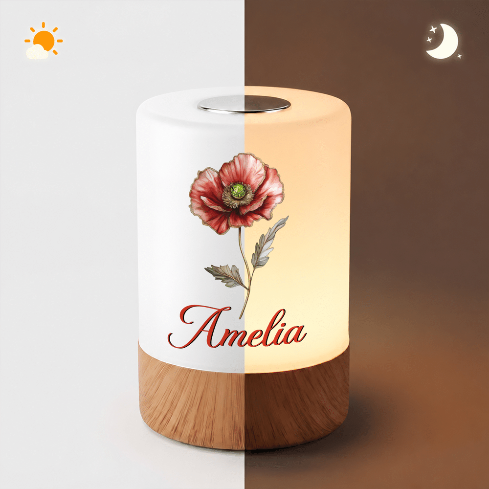 Personalized Birth Flower Dimmable Touch Control LED Night Light with Name Bedroom Decor Birthday Gift for Mother Friend 8