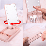 Personalized Birth Flower Butterfly 3D-Effect Artwork Cartoon Character Photo Makeup Brush Set with Name and LED Mirror Birthday Gift for Women 5