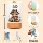 Personalised Christmas Theme Highland Cow Dimmable Touch Night Light with Name Bedroom Decor Christmas Gift for Kids 10