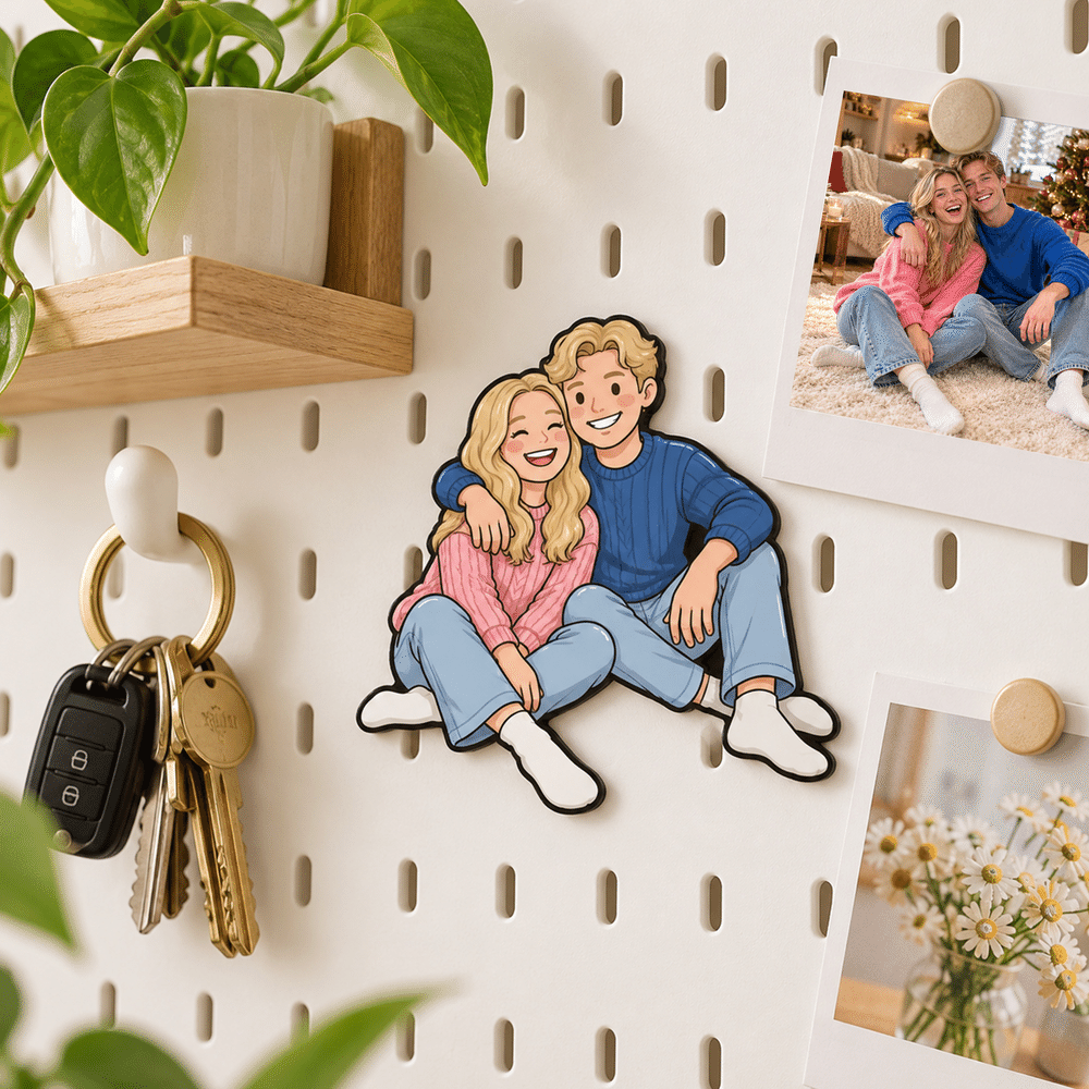 Personalised Cute Cartoon Portrait Photo Fridge Magnet Birthday Christmas Gift for Friend Family Couple 4
