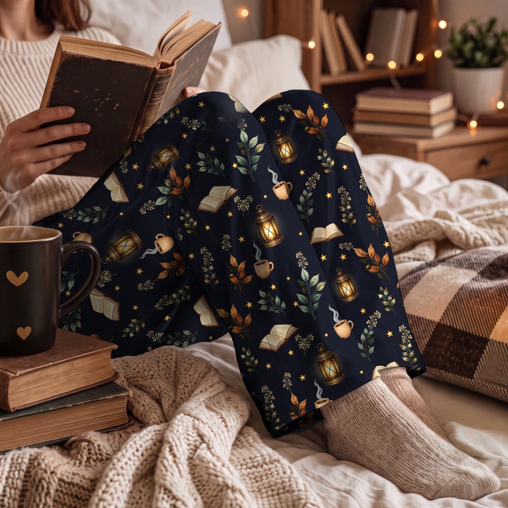 Personalized Bookish Girl Pattern Woman Pajama Pants with Name and Text Daily Wear Christmas Birthday Gift for Book Lover Girl 9