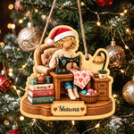 Personalized Cartoon Sewing Girl Character Wood Ornament with Name Tree Decor Christmas Gift for Sewing Lover Woman 1