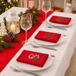 Personalized Christmas Theme Initial 100% Cotton Napkin with Name Table Decor Christmas Gift for Family Friends 4