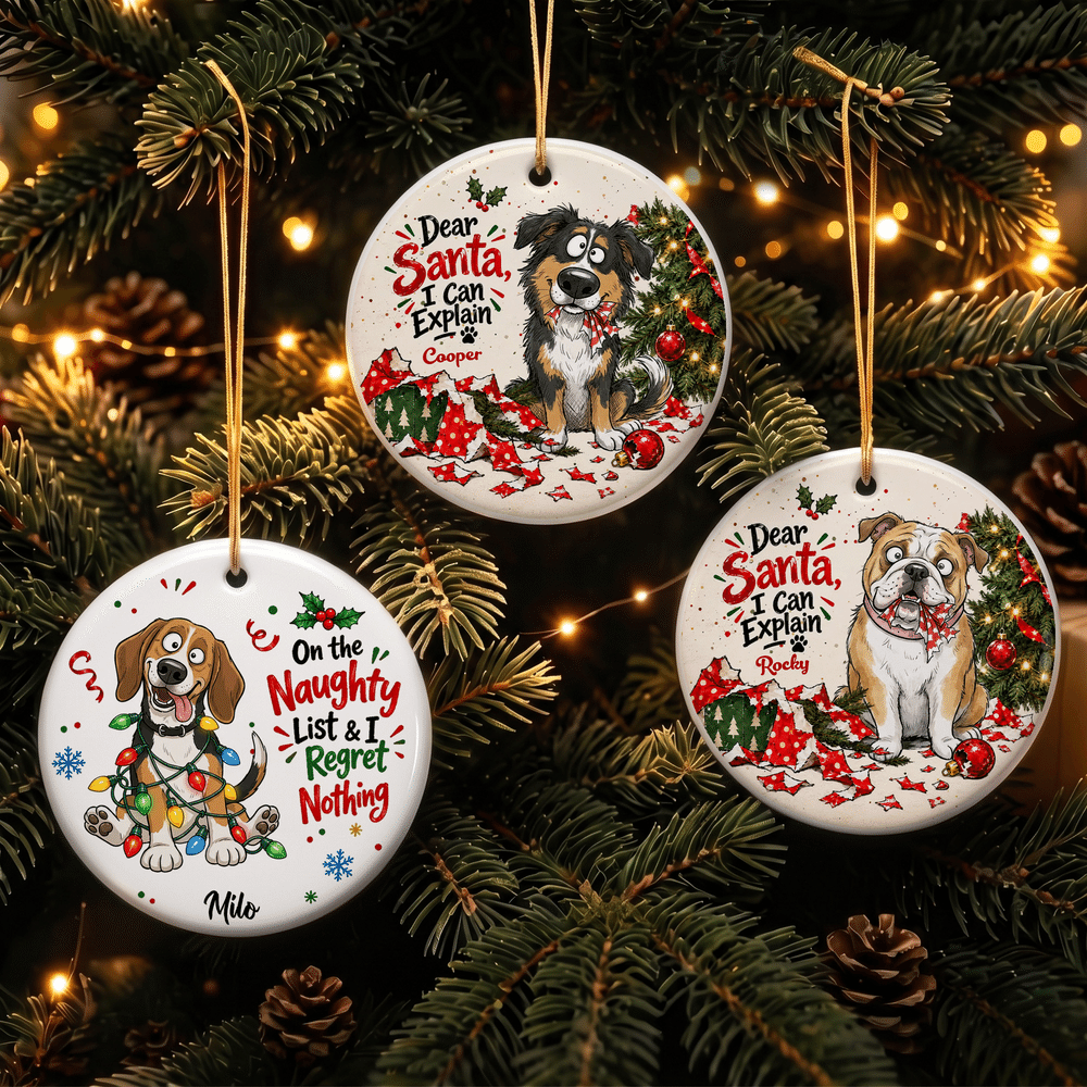 Personalized Cute Naughty Mischievous Pet Photo Ceramic Ornament with Name Pet Party Tree Decor Christmas Gift for Pet Owner 5