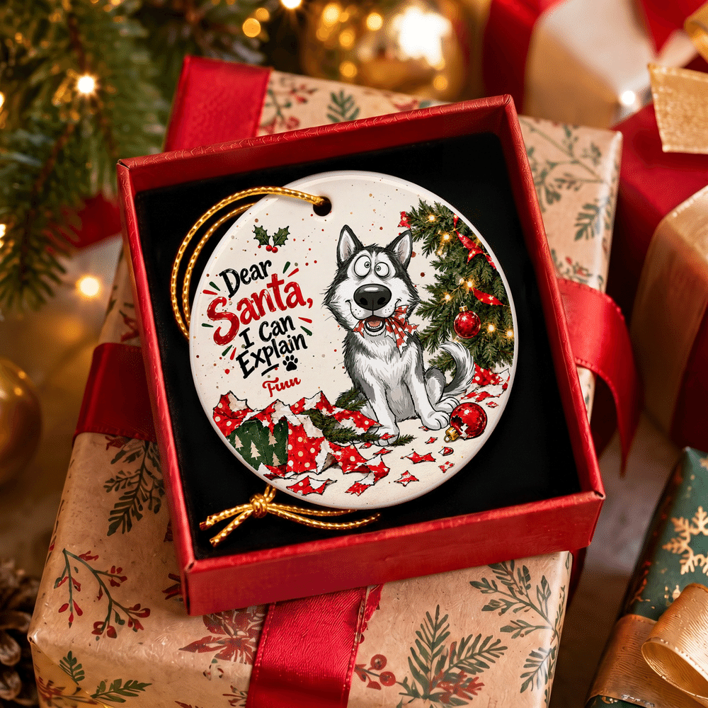 Personalized Cute Naughty Mischievous Pet Photo Ceramic Ornament with Name Pet Party Tree Decor Christmas Gift for Pet Owner 8