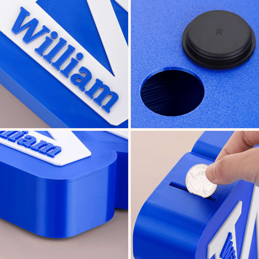 Personalised Multicolour 3D Printed Initial Piggy Bank Money Box with Name Christmas Birthday Gift for Kids Students 6