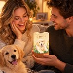 Personalised Hand-Drawn Style Birth Flower Dimmable Touch Night Light with Name and Photo Daily Use Birthday Gift for Pet Lover Friend Woman 6