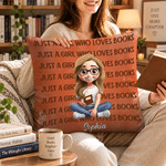 Personalised One More Chapter Reading Cartoon Character Cosy Cushion Cover with Name and Quote Home Decor Christmas Gift for Bookworms 5