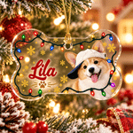 Personalised Christmas String Light Bone Shape Acrylic Ornament with Photo and Name Christmas Tree Decor Holiday Gift for Pet Owners 1