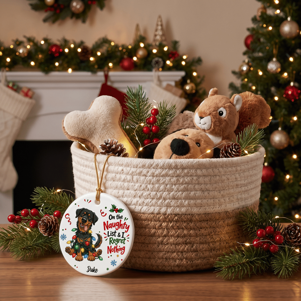 Personalized Cute Naughty Mischievous Pet Photo Ceramic Ornament with Name Pet Party Tree Decor Christmas Gift for Pet Owner 7