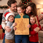 Personalized Christmas Tree Design Reversible Wooden Charcuterie Cutting Board with Handle and Text Housewarming Christmas Gift for Family Friends 5