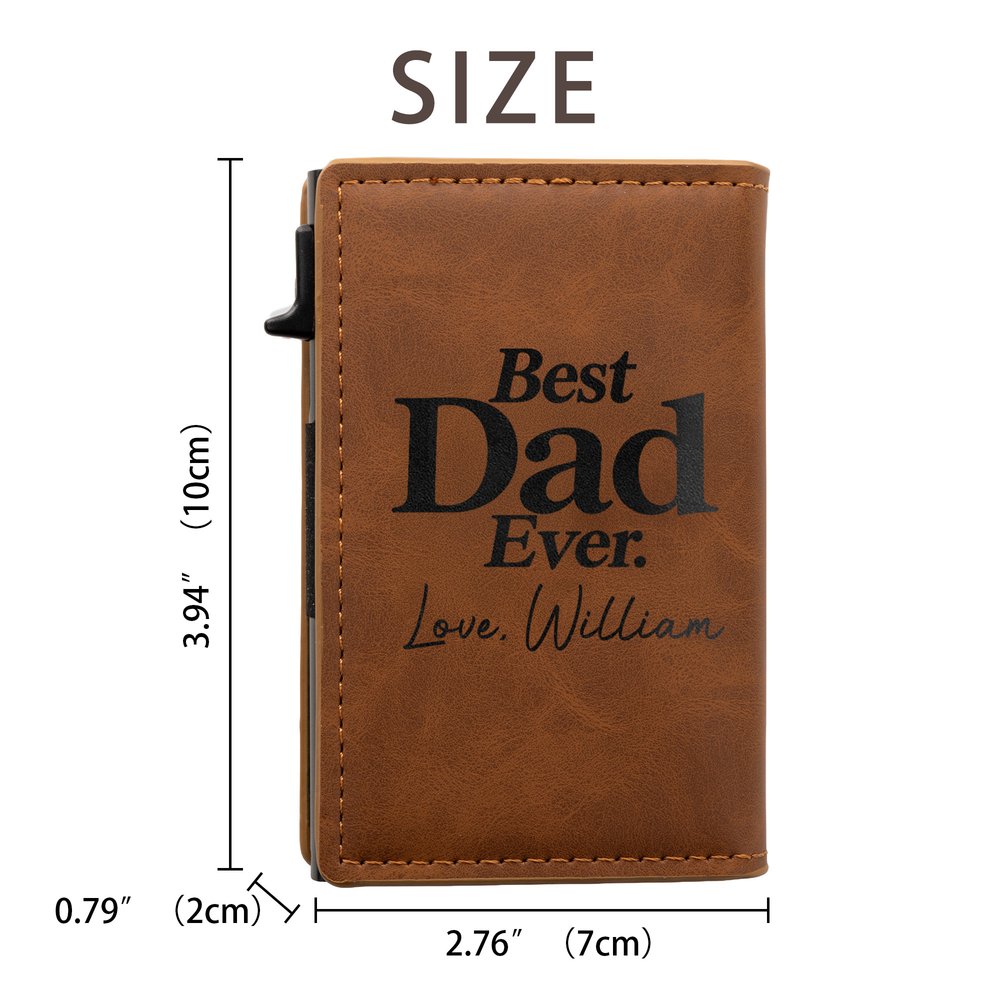 Personalised Best Dad Ever PU Leather Pop Up Wallet with Text and RFID Card Holder Christmas Birthday Gift for Dad 8