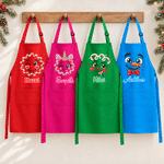 Personalized Christmas Theme Facial Expression Kid Baking Apron Chef Hat Set with Name and Pocket Kitchen Accessory Daily Use Christmas Gift for Kid 1