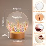 Veilleuse LED en acrylique personnalisée, style « Pearl », avec fleur de naissance, prénom et socle en bois – Décoration d'intérieur, cadeau de Noël pour femme 10