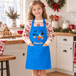 Personalized Christmas Theme Facial Expression Kid Baking Apron Chef Hat Set with Name and Pocket Kitchen Accessory Daily Use Christmas Gift for Kid 3