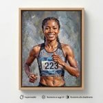 Stampa su tela personalizzata, con foto di atleta in stile pittura a olio e nome - Regalo di compleanno e di squadra per amanti dello sport
