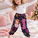 Personalised Cartoon Character Photo Word Cloud Soft Pyjama Bottoms with Name Daily Wear Christmas Gift for Kids Family Friends 5