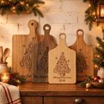 Personalized Christmas Tree Design Reversible Wooden Charcuterie Cutting Board with Handle and Text Housewarming Christmas Gift for Family Friends 6