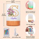 Luz nocturna recargable personalizada con flor de nacimiento, control táctil y regulador de intensidad, con nombre; decoración para el dormitorio; regalo de cumpleaños para niños y la familia 10