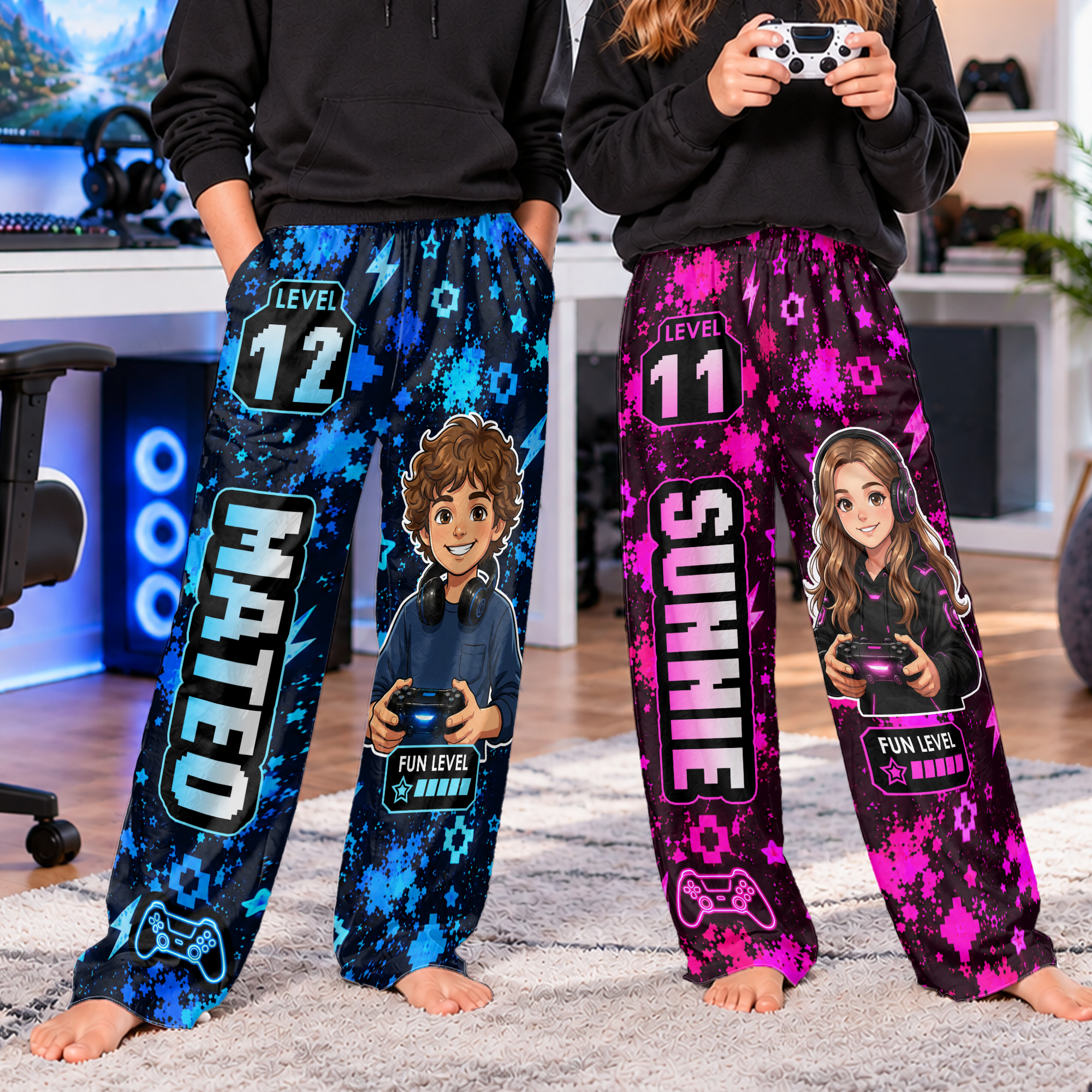 Callie Individuell gestaltete, weiche Pyjama-Hose mit Cartoon-Motiv unisex
