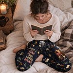 Personalized Bookish Girl Pattern Woman Pajama Pants with Name and Text Daily Wear Christmas Birthday Gift for Book Lover Girl 3