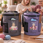 Personalised Crochet Character Photo Large Cylindrical Yarn Storage Bag with Name Daily Use Birthday Christmas Gift for Crochet Lovers Women 3