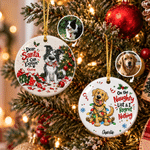 Personalized Cute Naughty Mischievous Pet Photo Ceramic Ornament with Name Pet Party Tree Decor Christmas Gift for Pet Owner 1
