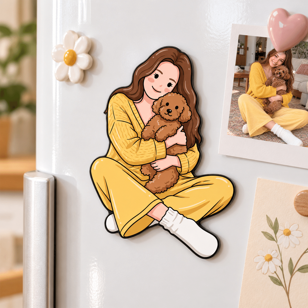 Personalised Cute Cartoon Portrait Photo Fridge Magnet Birthday Christmas Gift for Friend Family Couple 1
