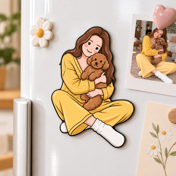 Personalised Cute Cartoon Portrait Photo Fridge Magnet Birthday Christmas Gift for Friend Family Couple