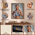 Stampa su tela personalizzata, con foto di atleta in stile pittura a olio e nome - Regalo di compleanno e di squadra per amanti dello sport