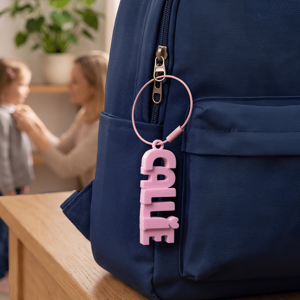 Personalised Multicolour Unique 3D Printed Name Tag with Wire Key Ring Backpack Water Bottle Use Birthday Gift for Kids Students