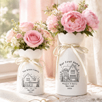 Personalised Simple Line Drawing Style House Photo Ceramic Vase with Title Text and Year  Housewarming Gift for Newlywed Couple Family 2