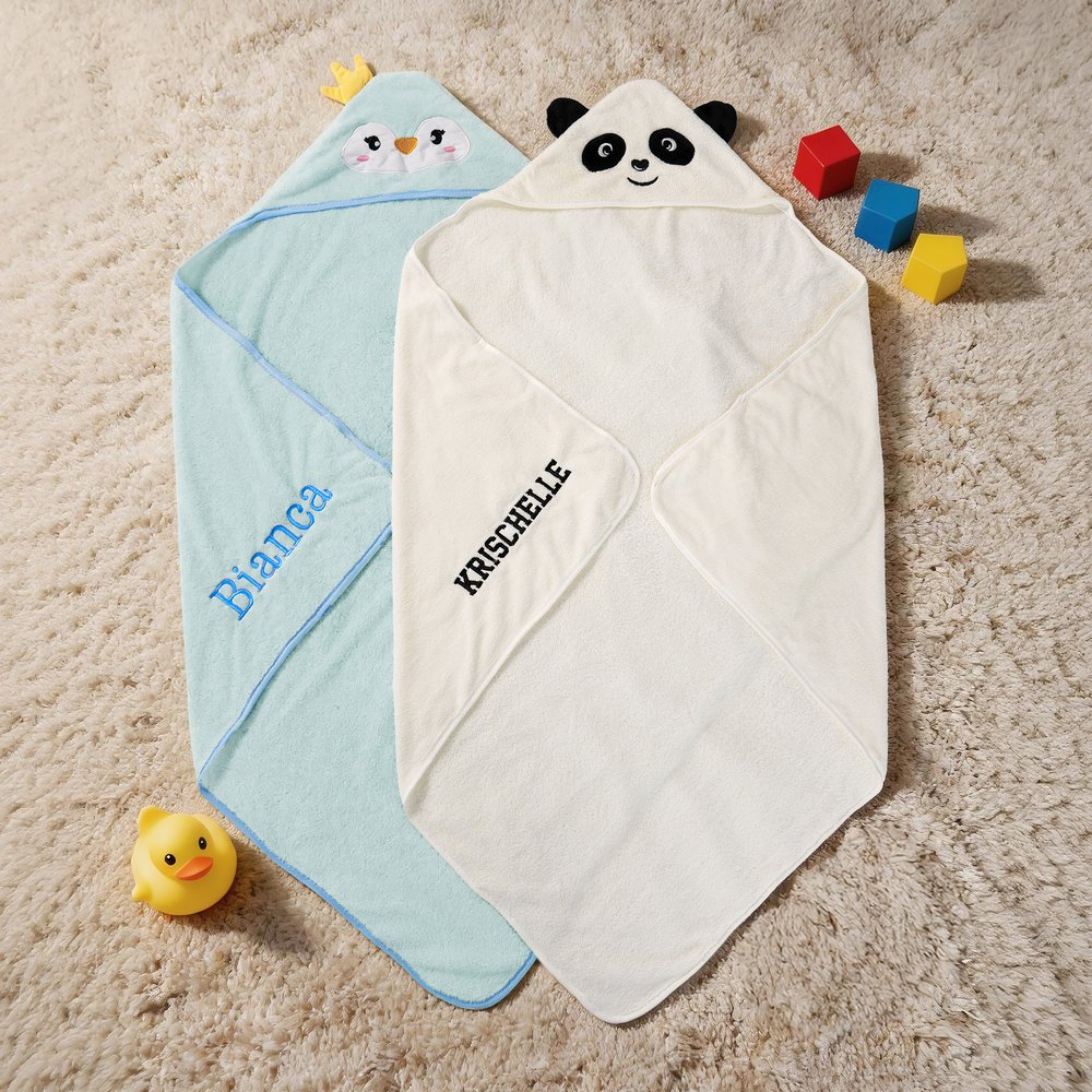 Personalised Cute Animal Embroidered Name Hooded Bath Towel Summer Pool Bath Essential Baby Shower Birthday Gift for Newborns Kids 3