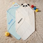 Personalised Cute Animal Embroidered Name Hooded Bath Towel Summer Pool Bath Essential Baby Shower Birthday Gift for Newborns Kids 3