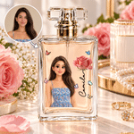 Personalised Birth Flower Cartoon Photo Character Refillable Glass Perfume Bottle with Name Daily Use Bridesmaid Proposal Birthday Gift for Woman 1
