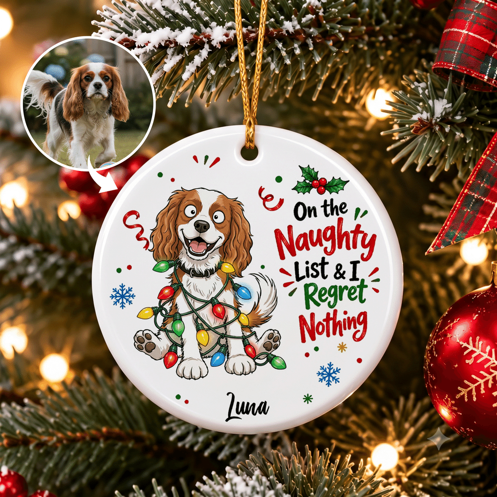 Personalized Cute Naughty Mischievous Pet Photo Ceramic Ornament with Name Pet Party Tree Decor Christmas Gift for Pet Owner 3