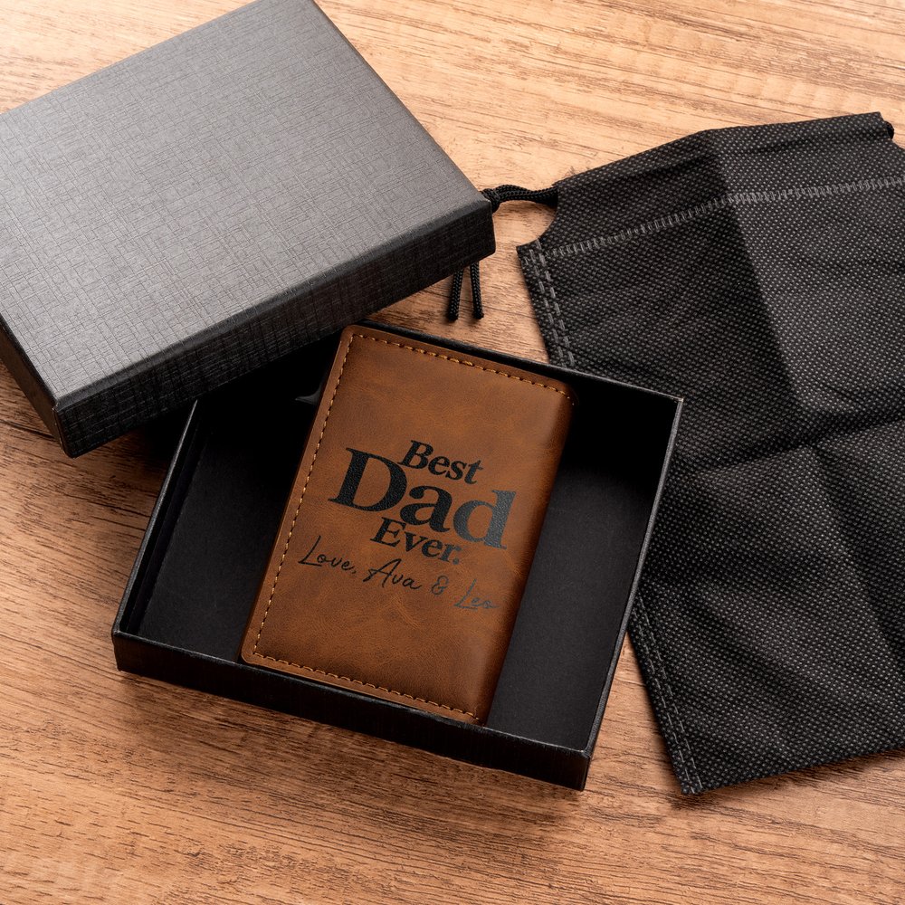 Personalised Best Dad Ever PU Leather Pop Up Wallet with Text and RFID Card Holder Christmas Birthday Gift for Dad 2