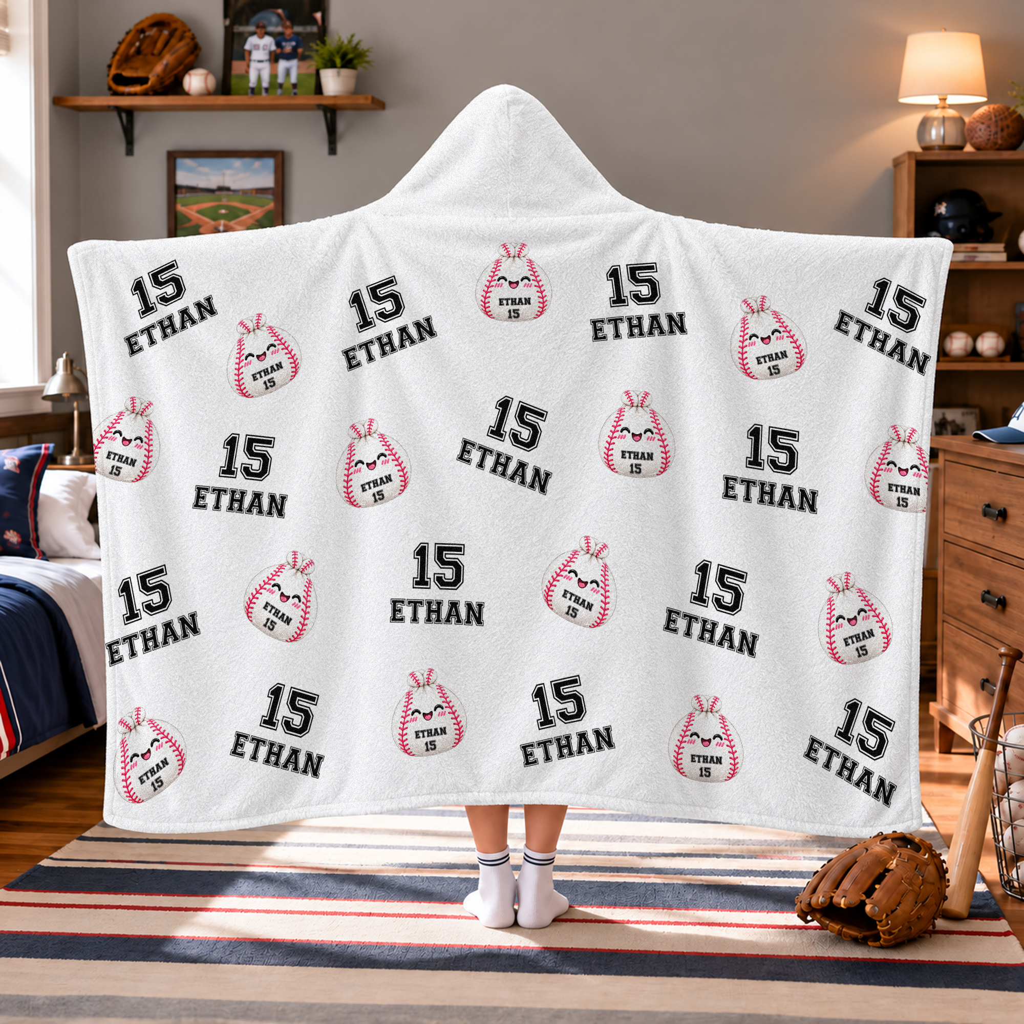 Callie Individuell gestaltete, mehrfarbige Sport-Dumpling-Kapuzen-Decke unisex