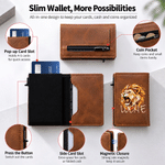 Personalized 3D-Effect Artwork Lion PU Leather RFID Blocking Pop Up Wallet with Name and Gift Box Business Trip Christmas Gift for Man 8