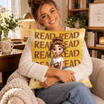 Personalised One More Chapter Reading Cartoon Character Cosy Cushion Cover with Name and Quote Home Decor Christmas Gift for Bookworms 2