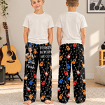 Personalised Guitar Theme Musical Note Cartoon Photo Character Soft Drawstring Pyjama Pants with Name Daily Wear Birthday Gift for Guitarist 3