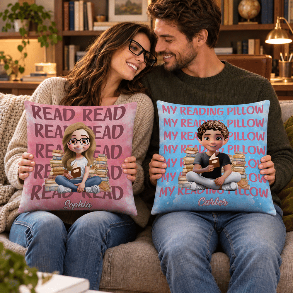 Personalised One More Chapter Reading Cartoon Character Cosy Cushion Cover with Name and Quote Home Decor Christmas Gift for Bookworms 4