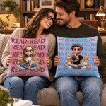 Personalised One More Chapter Reading Cartoon Character Cosy Cushion Cover with Name and Quote Home Decor Christmas Gift for Bookworms 4