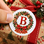 Personalized Christmas Wreath Initial Gift Labels Stickers with Name Holiday Christmas Gift for Family Kids 6
