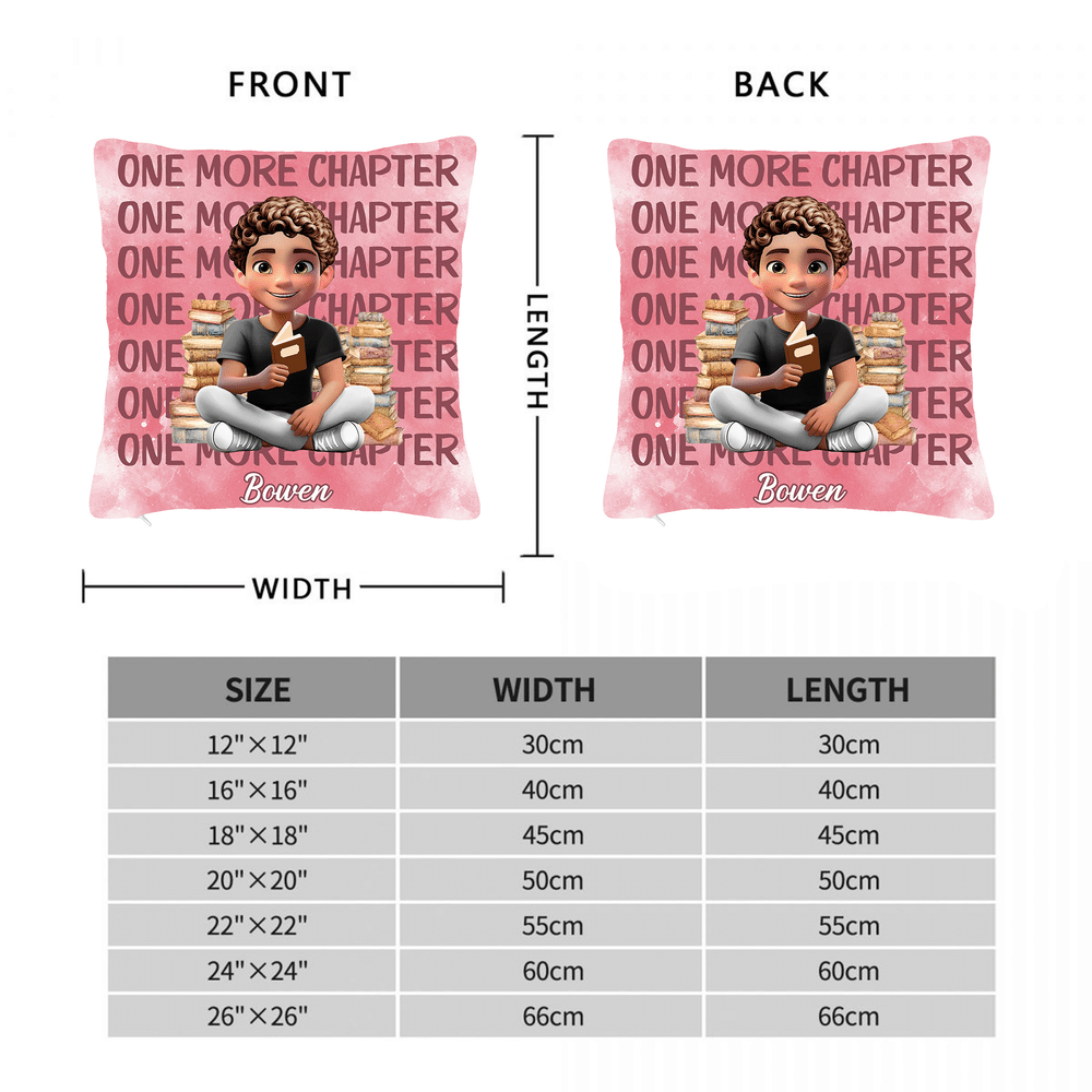 Personalised One More Chapter Reading Cartoon Character Cosy Cushion Cover with Name and Quote Home Decor Christmas Gift for Bookworms 7