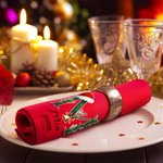 Personalized Santa Hat Holly Initial 100% Cotton Reusable Napkin with Name Table Decor Christmas Gift for Family 4